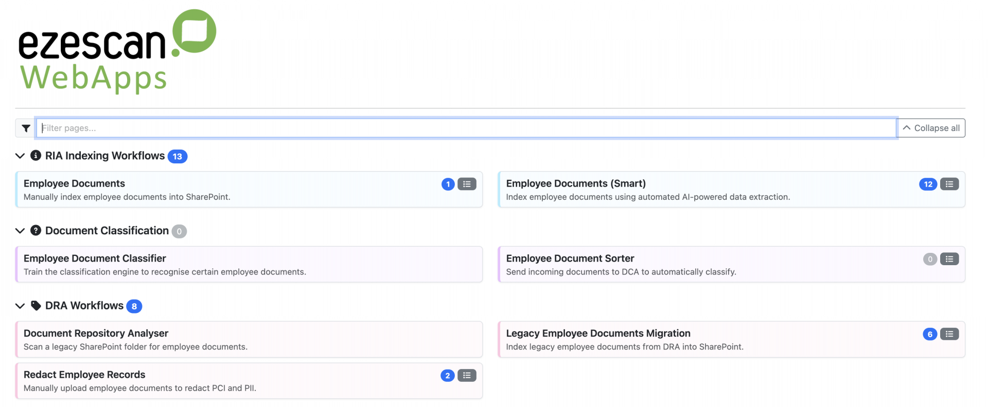 WebApps Home Page Update